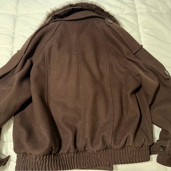 Zara Dark Brown Jacket with Faux Fur Collar - Picture 3 of 5